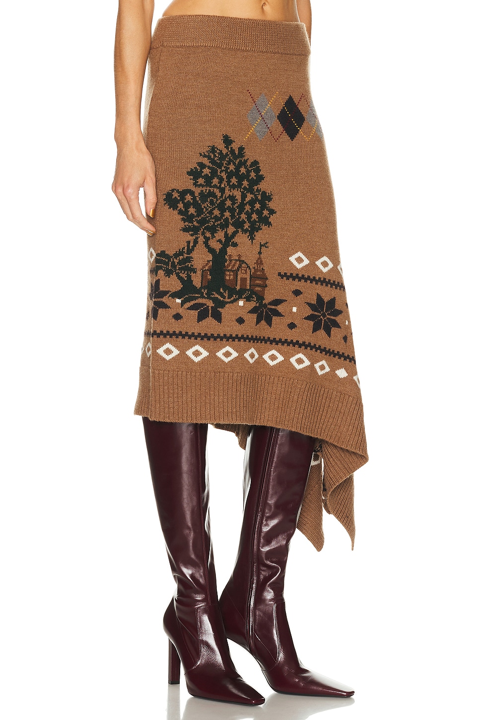 Monse Mixed Fair Isle Midi Skirt In Animal Print