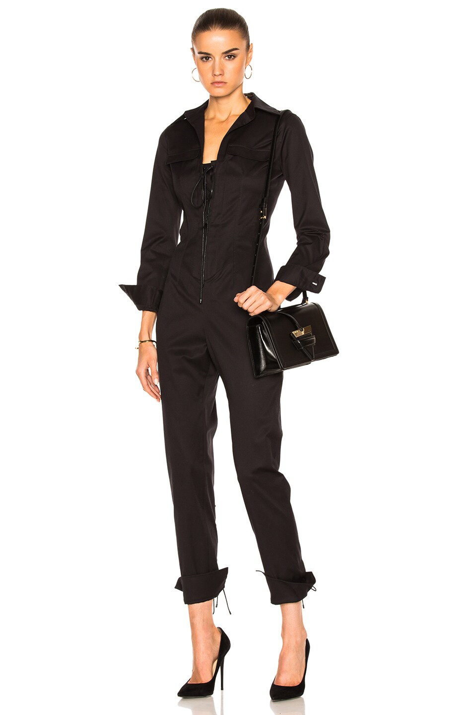Image 1 of Monse Cotton Twill Jumpsuit in Black