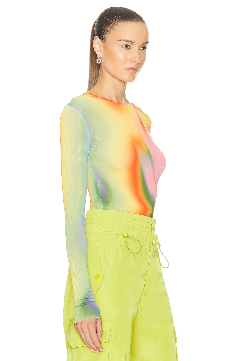 Shop Monse Rainbow Heatwave Mesh Top In Multi