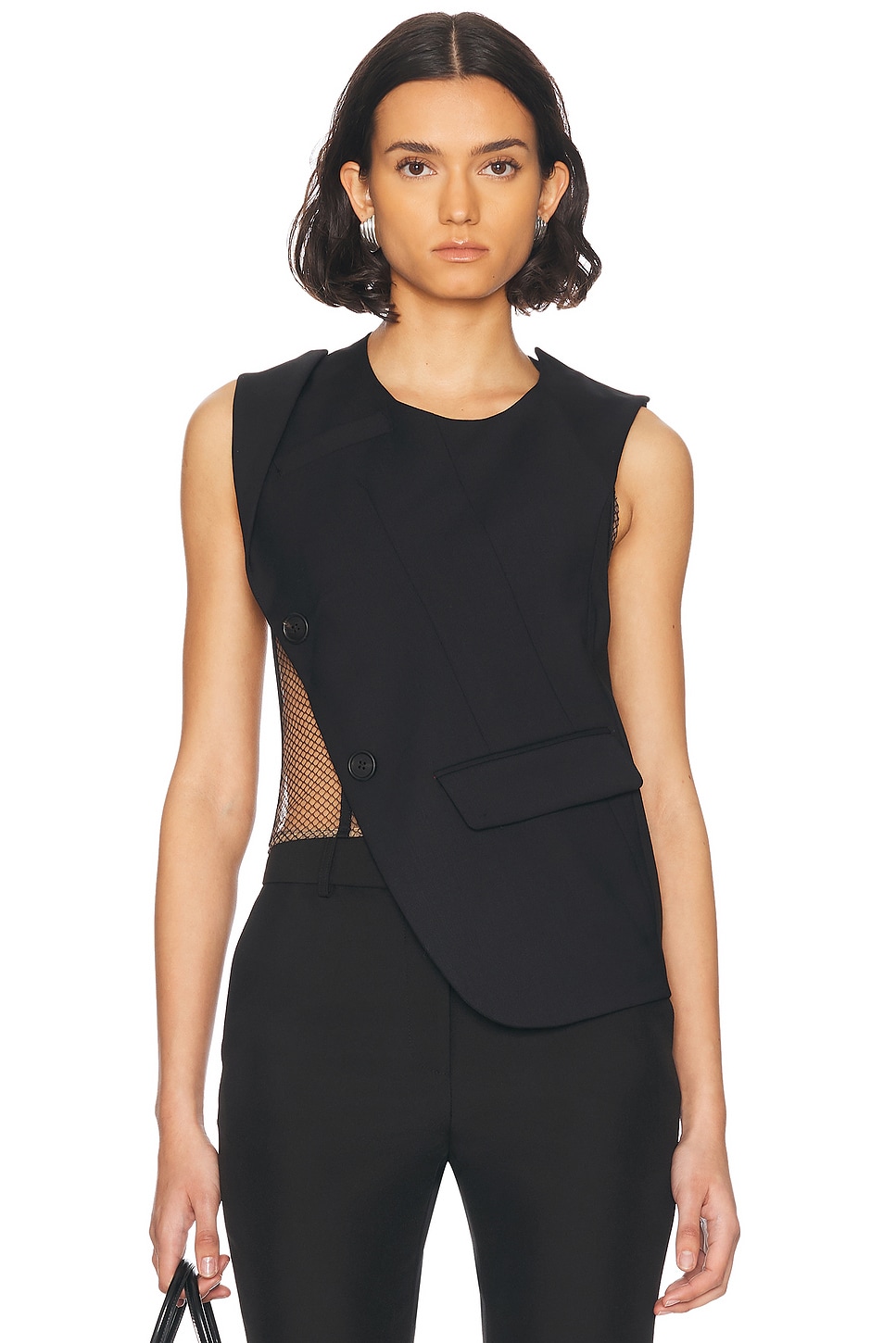 Deconstructed Tailored Top in Black