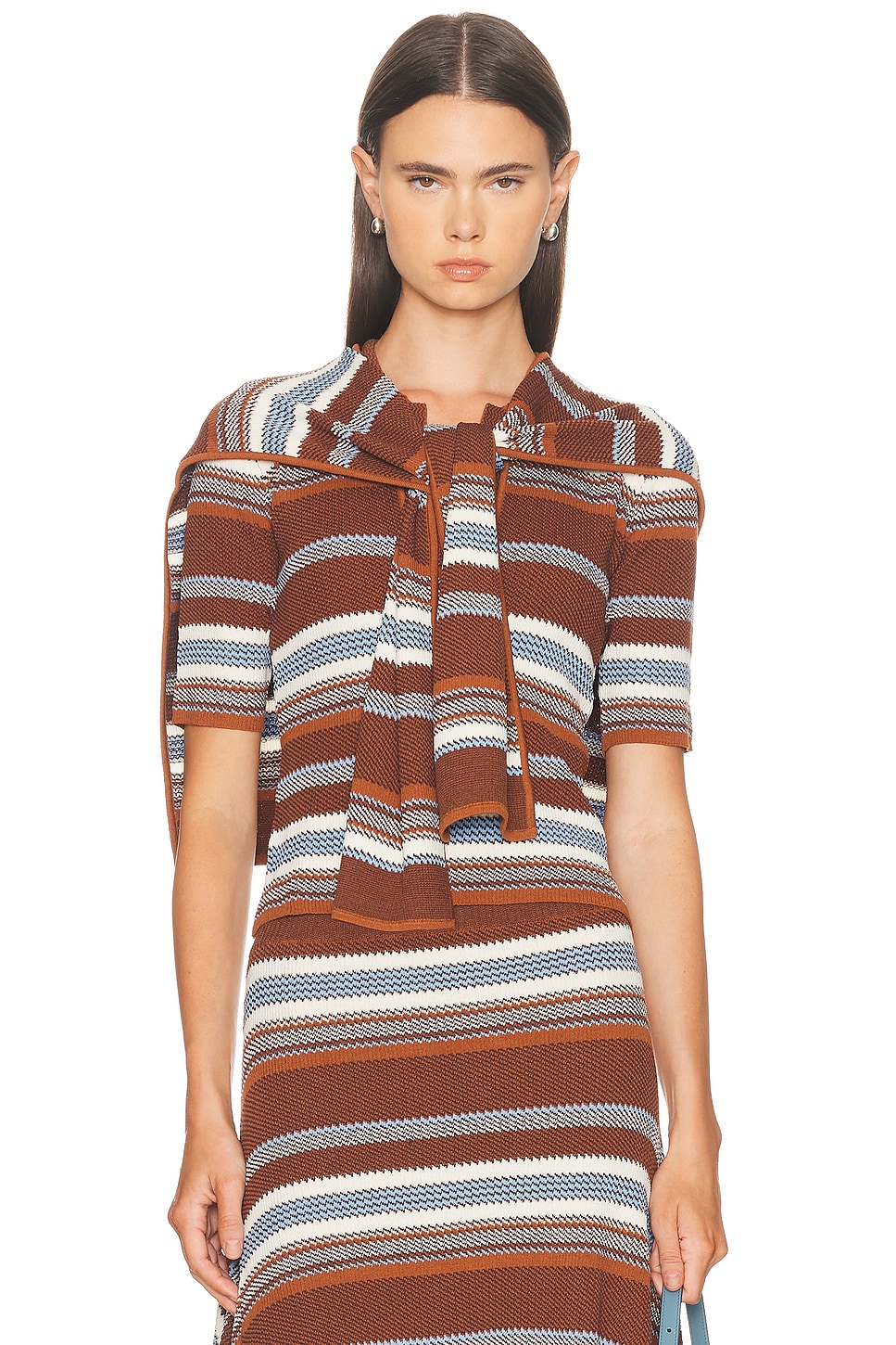 Image 1 of Monse Striped Jacquard Top & Scarf in Brown Multi