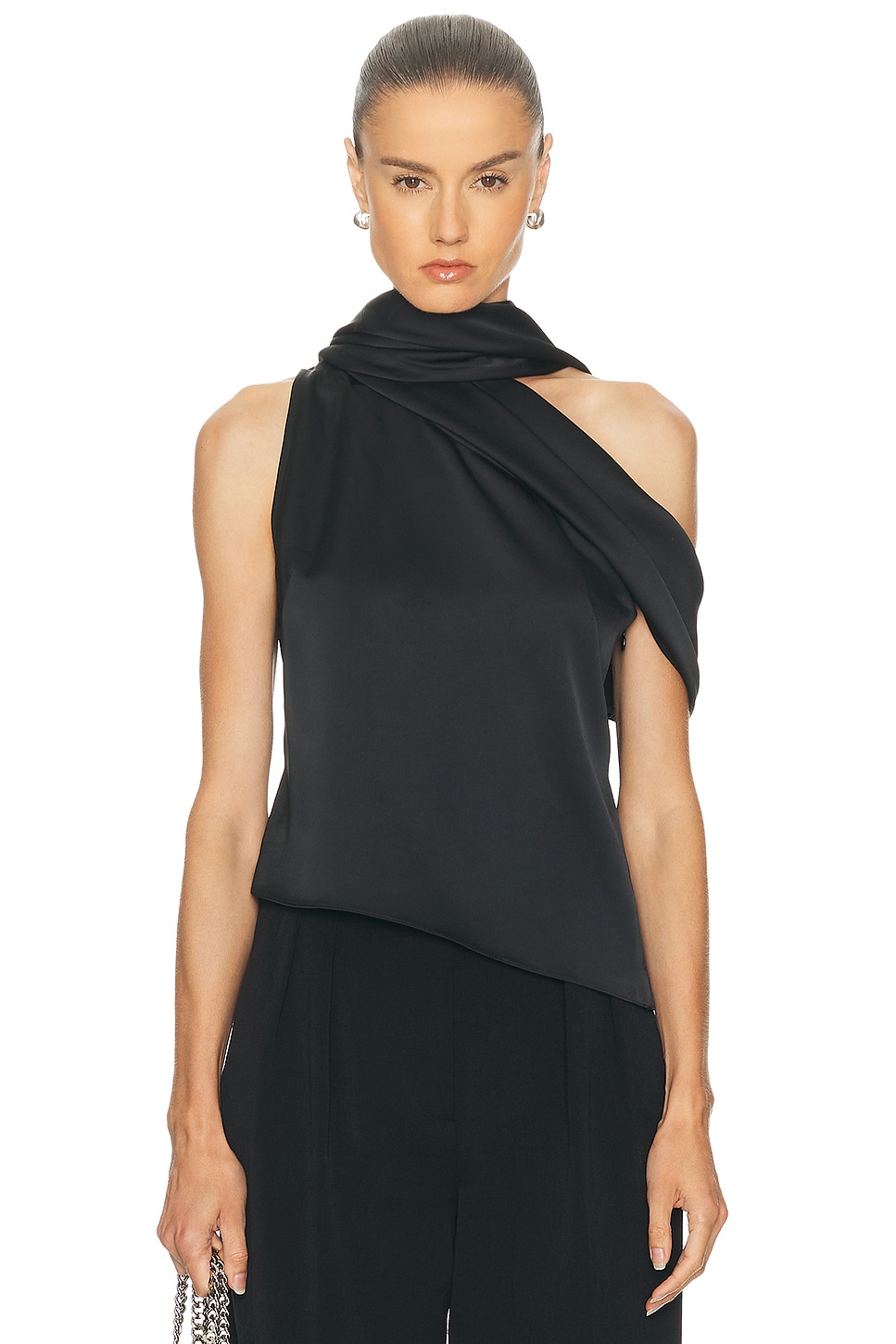 Image 1 of Monse Sleeveless Asymmetric Scarf Top in Black
