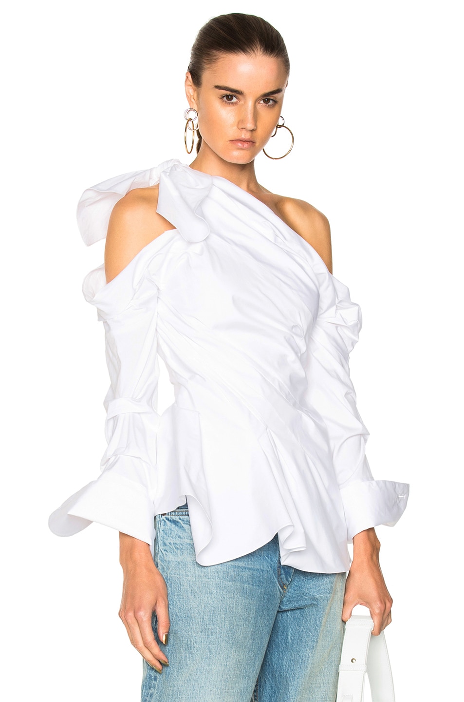 Monse One Shoulder Blouse in White | FWRD