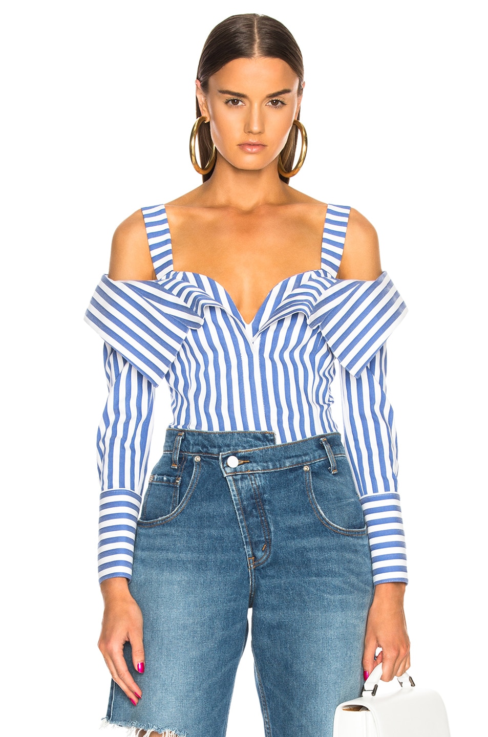 Image 1 of Monse Flap Front Stripe Top in Blue