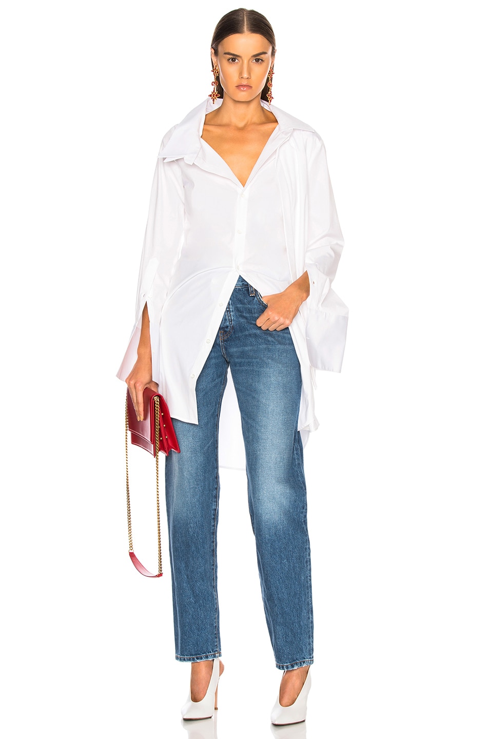 Image 1 of Monse Long Double Collar Shirt in White