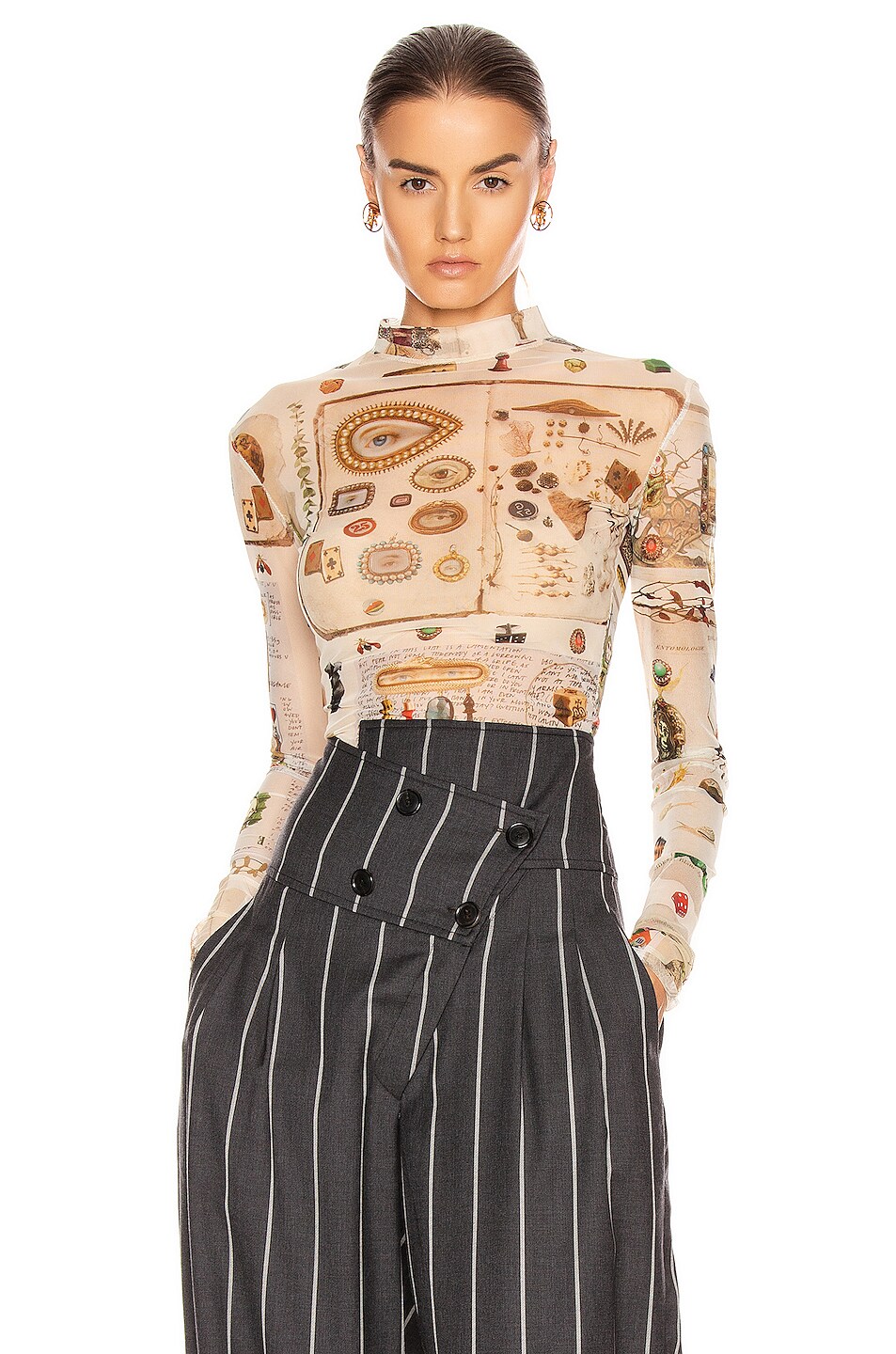 Image 1 of Monse Objects Print Mesh Top in Ivory & Multi
