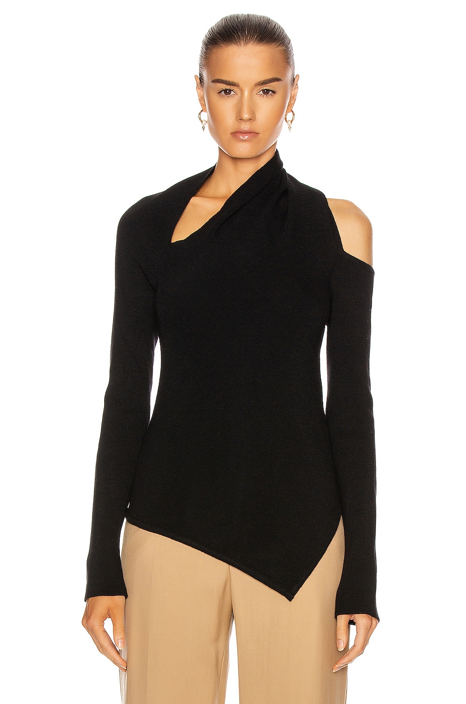 Image 1 of Monse Sliced Long Sleeve Knit Top in Black