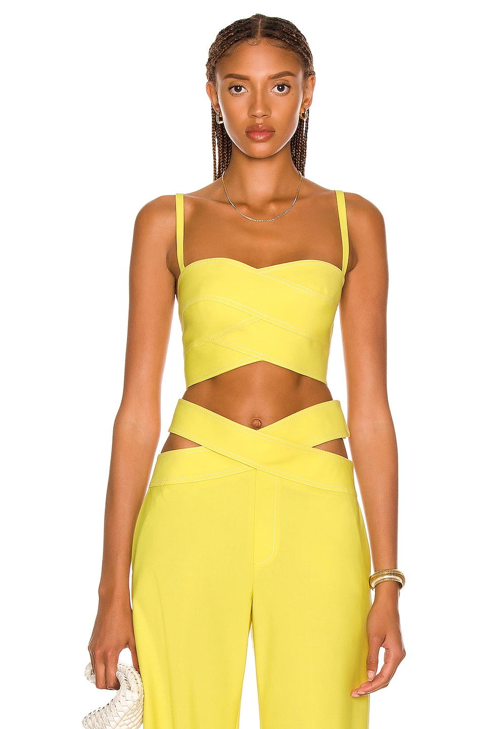 Image 1 of Monse Criss Cross Cropped Top in Lime