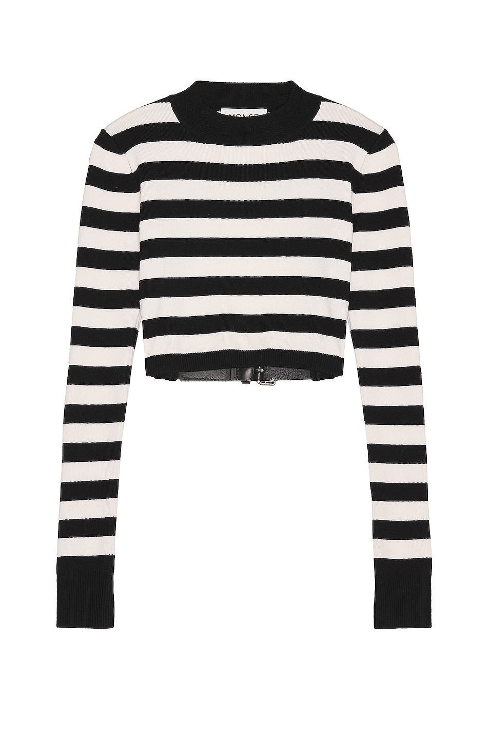 Belted Striped Crop Top