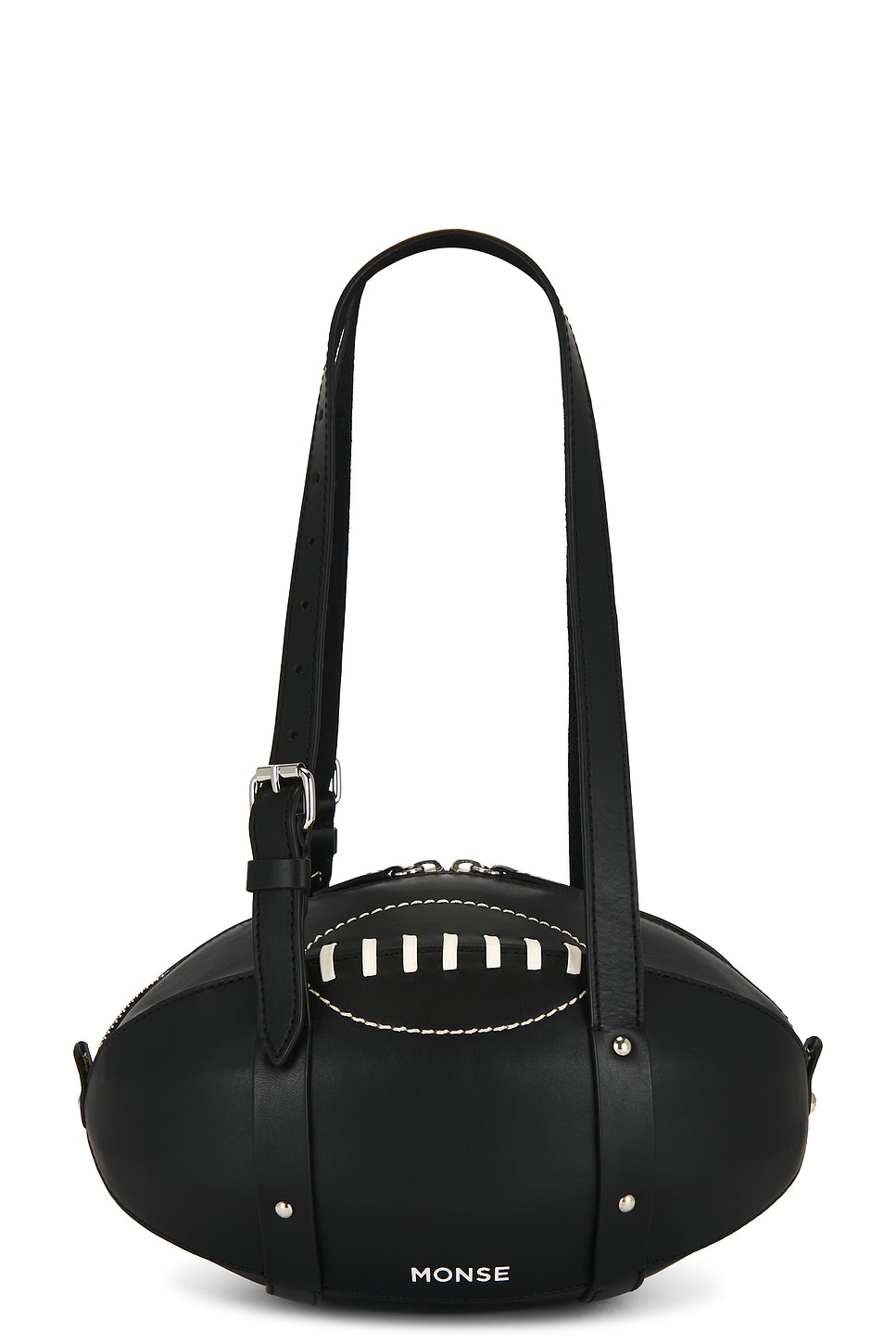 Monse Leather Football Shoulder Bag In Black