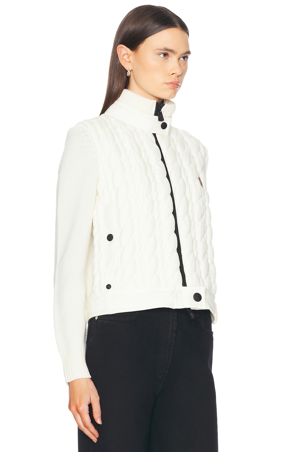 Moncler Zip Up Cardigan In White
