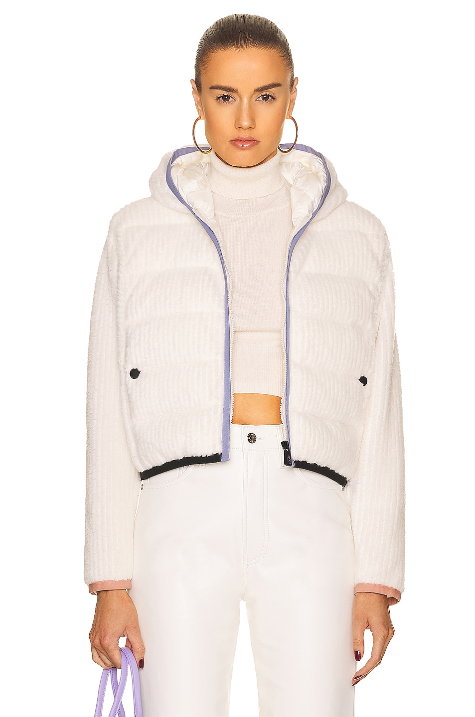 Image 1 of Moncler Grenoble Zip Up Cardigan in White