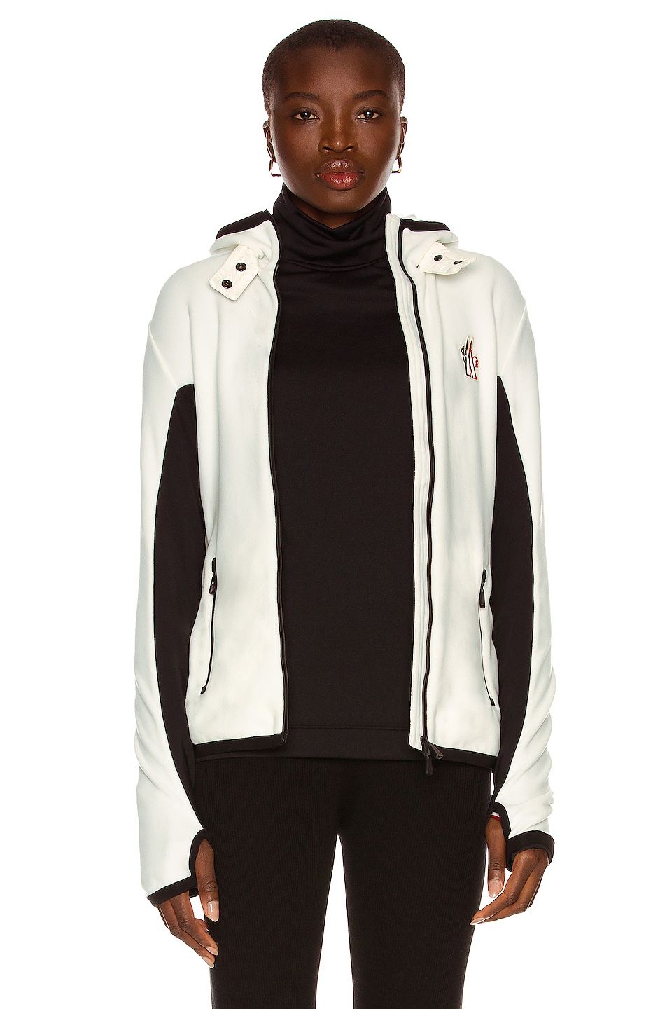 Image 1 of Moncler Grenoble Zip Up Hoodie Cardigan in White