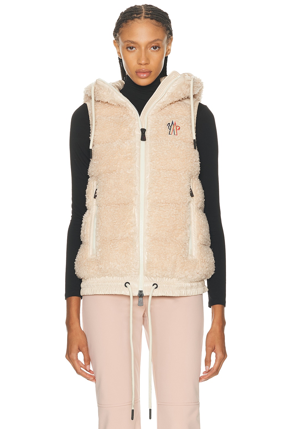 Moncler Zip-up Vest In Neutral