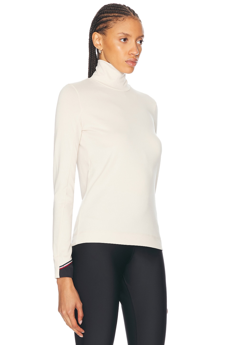 Shop Moncler Long Sleeve Turtleneck Top In Beige