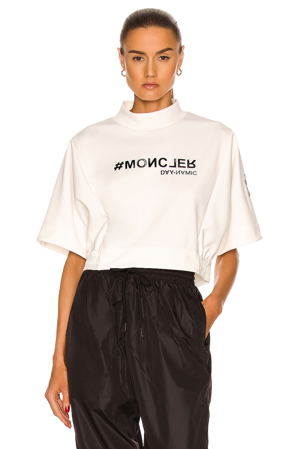 Image 1 of Moncler Grenoble Moncler Cropped Grenoble Day-Namic Turtleneck Top in White