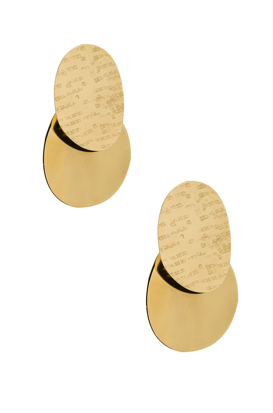 Image 1 of Modern Weaving Textured Ellipse Earrings in Brass