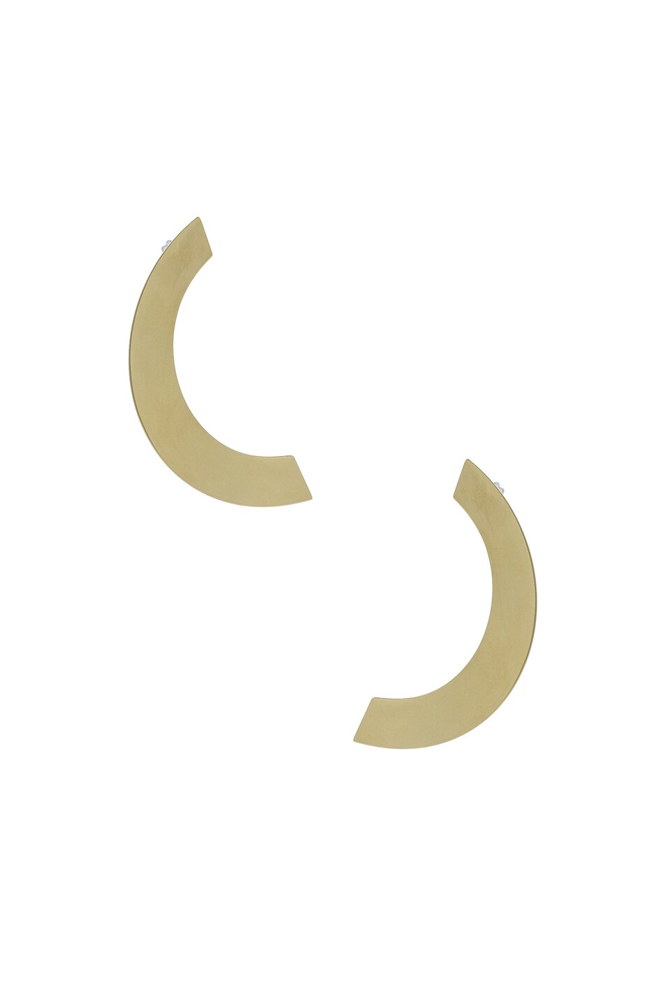 Image 1 of Modern Weaving Crescent Earrings in Brass