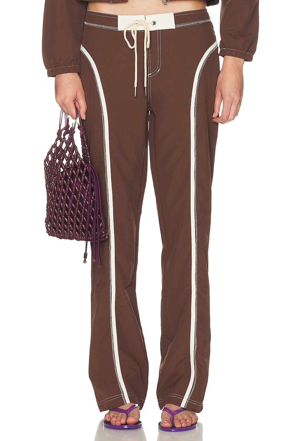 Made Some Sportswear Pant In Chocolate Brown & White