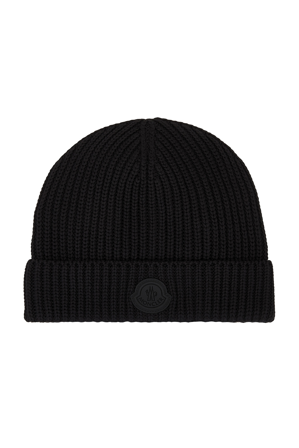 Moncler Wool-blend Logo Patch Beanie In Black