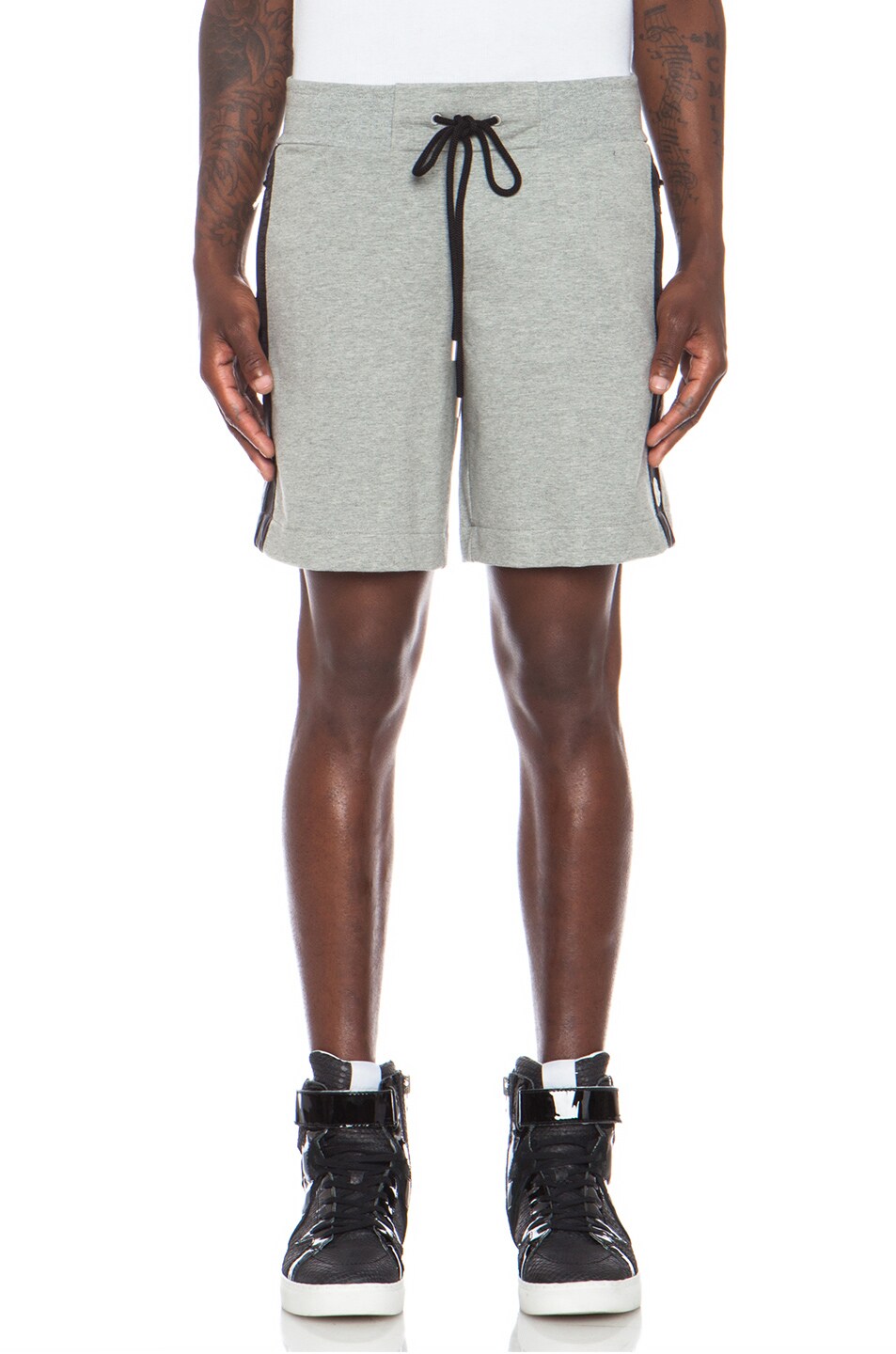 Image 1 of Moncler Cotton-Blend Shorts in Grey