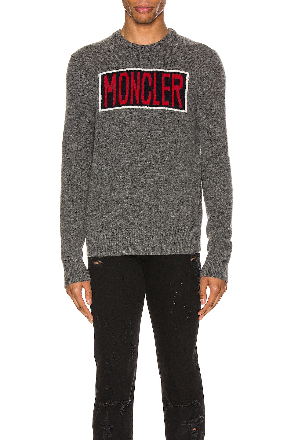 Image 1 of Moncler Knit Crewneck Sweater in Grey