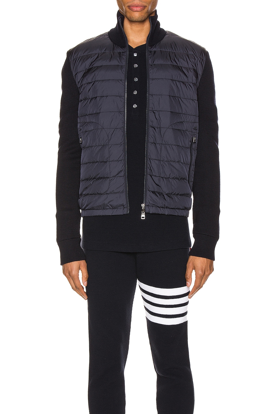Image 1 of Moncler Knitted Sweater Jacket in Navy