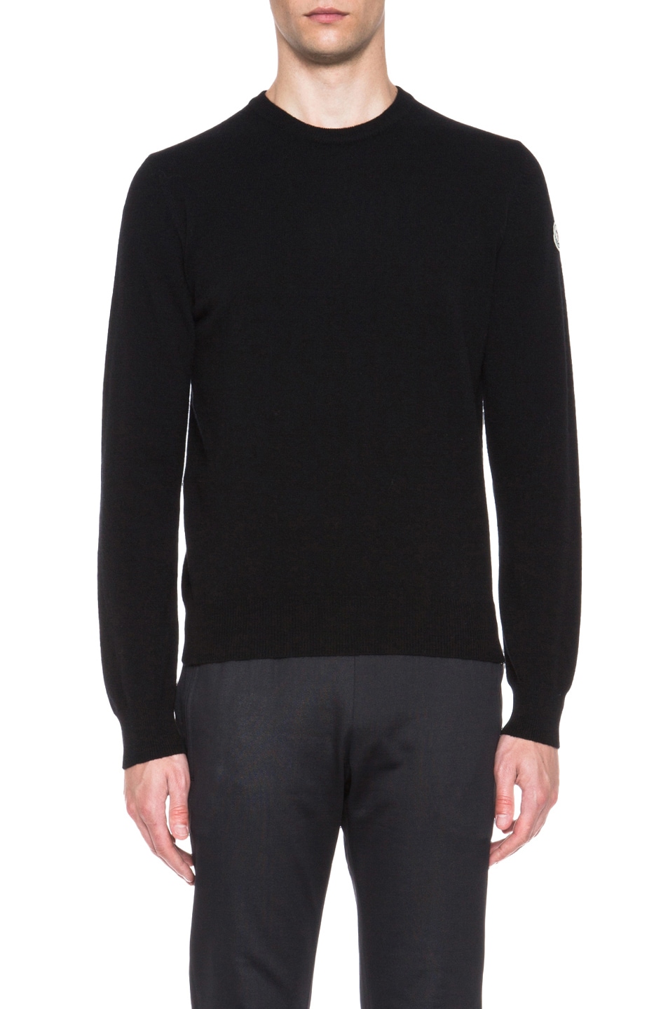 Image 1 of Moncler Tricot Girocollo Wool Pullover in Black