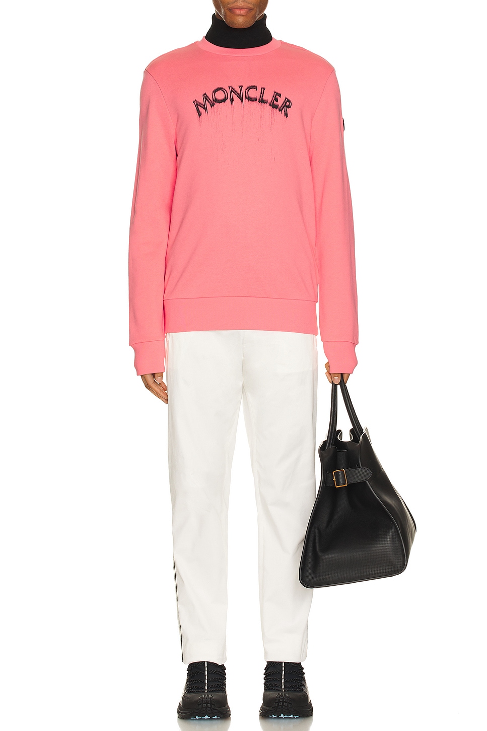 Image 1 of Moncler Logo Sweater in Desert Rose