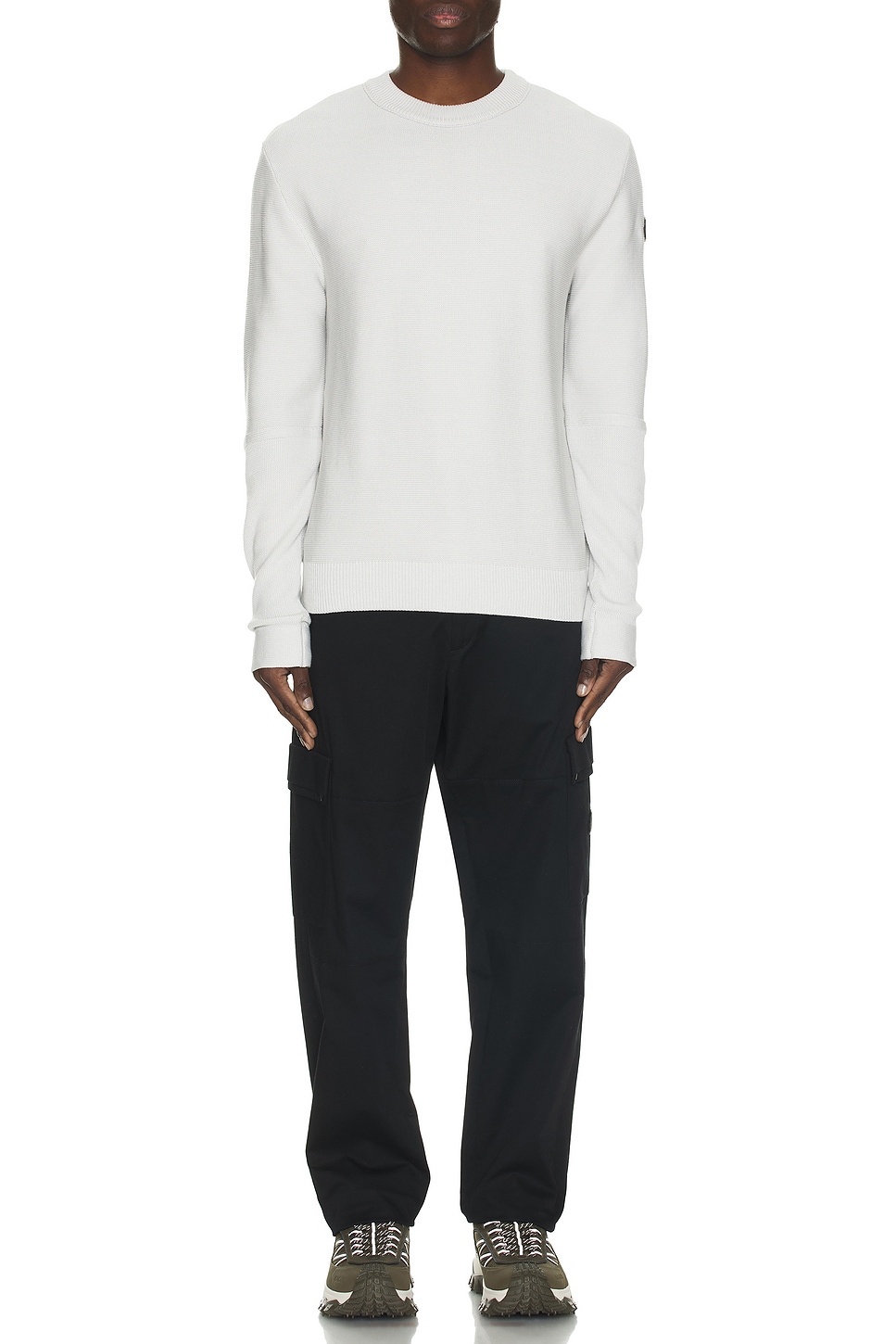 Image 1 of Moncler Shoulder Logo Sweater in Grey