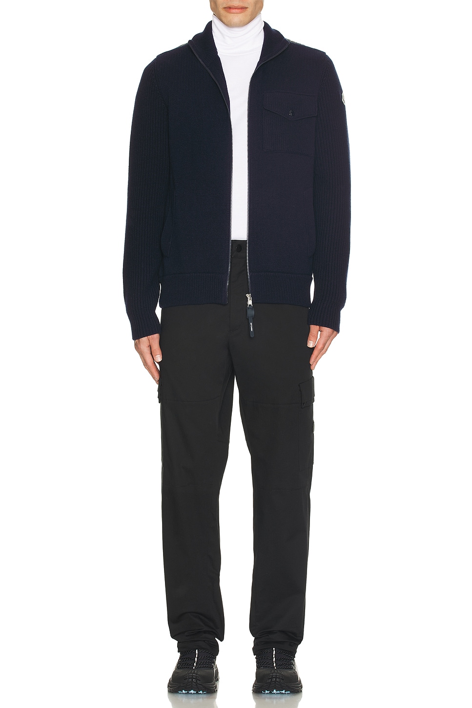 Image 1 of Moncler Zip Up Cardigan in Dark Blue