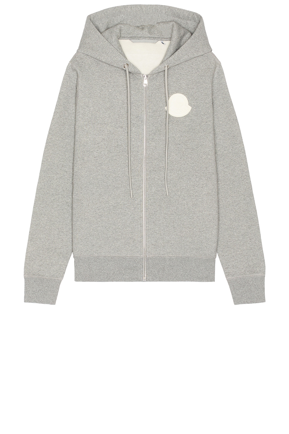 Shop Moncler Zip Up Cardigan In Light Gray Melange