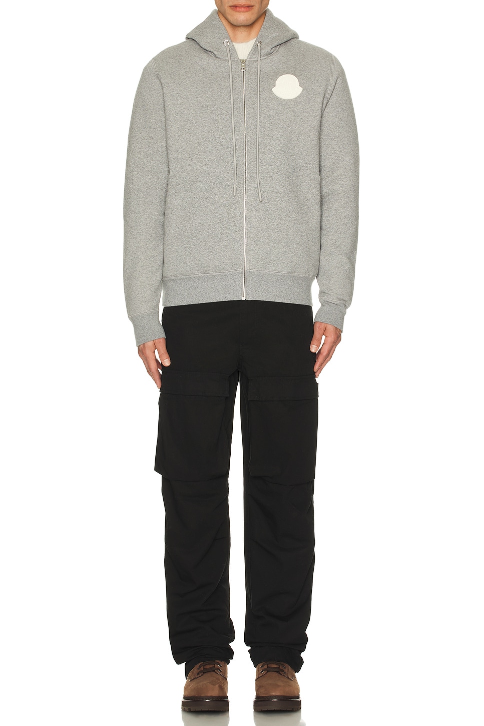 Image 1 of Moncler Zip Up Cardigan in Light Gray Melange