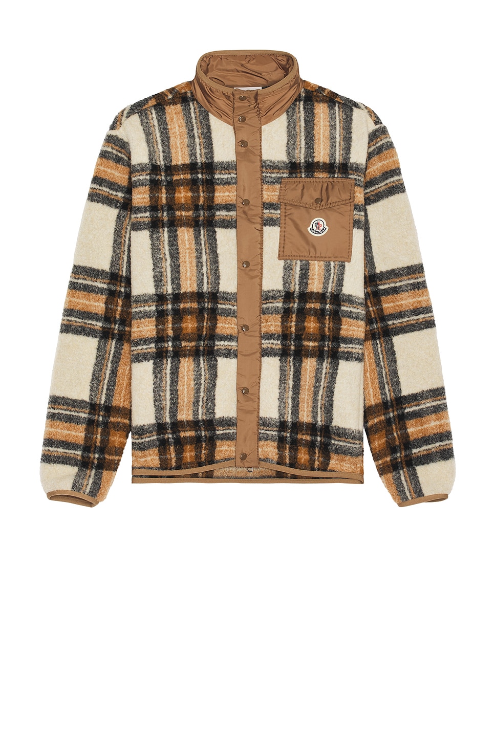 Shop Moncler Zip Up Cardigan In Beige