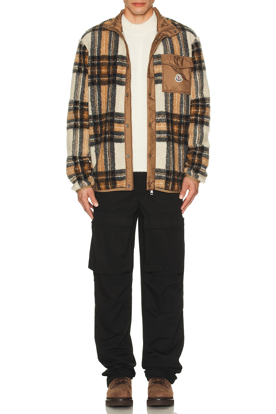 Image 1 of Moncler Zip Up Cardigan in Beige