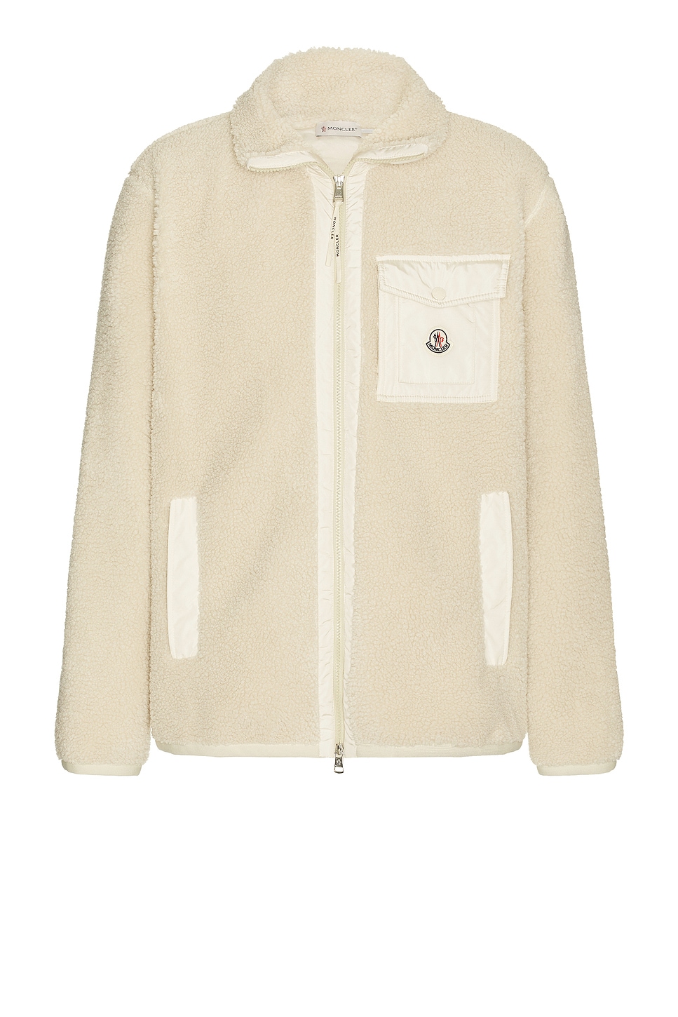 Moncler Fleece Zip Up Cardigan In Sand