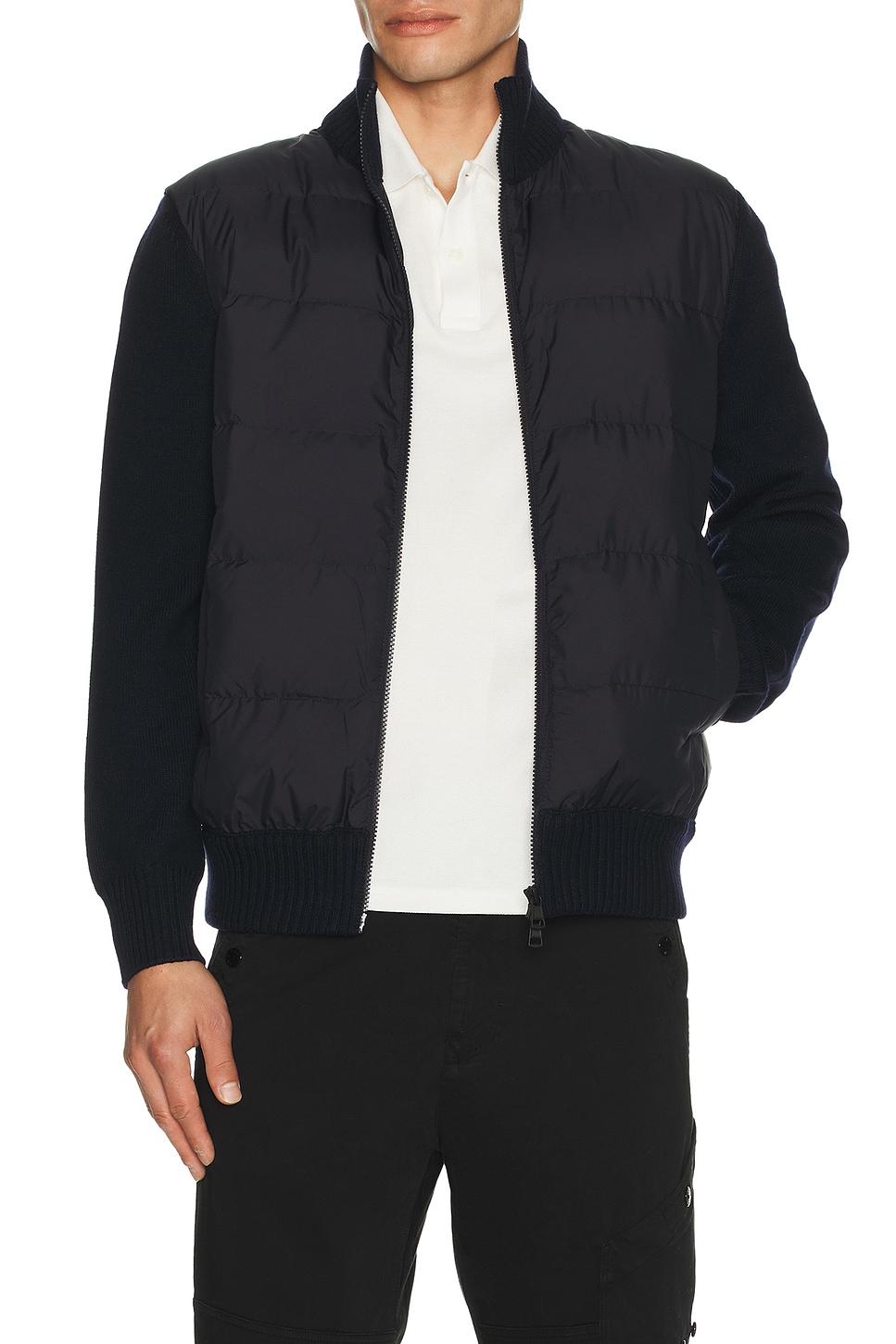 Image 1 of Moncler Zip Up Cardigan in Navy