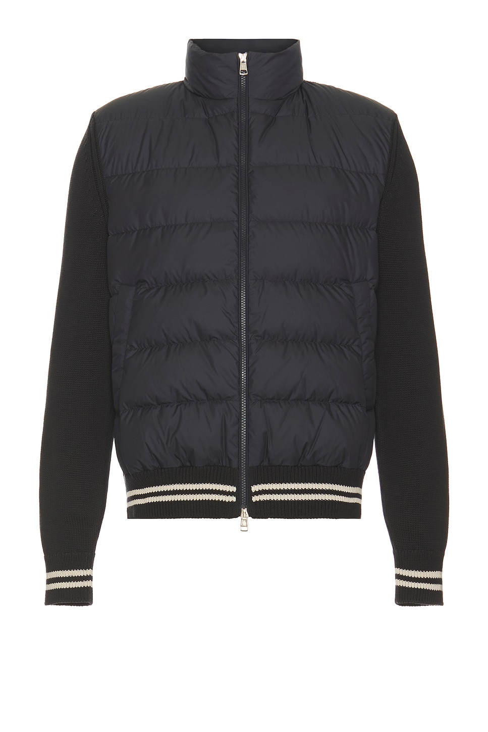 Moncler Zip Up Down Jacket In Navy