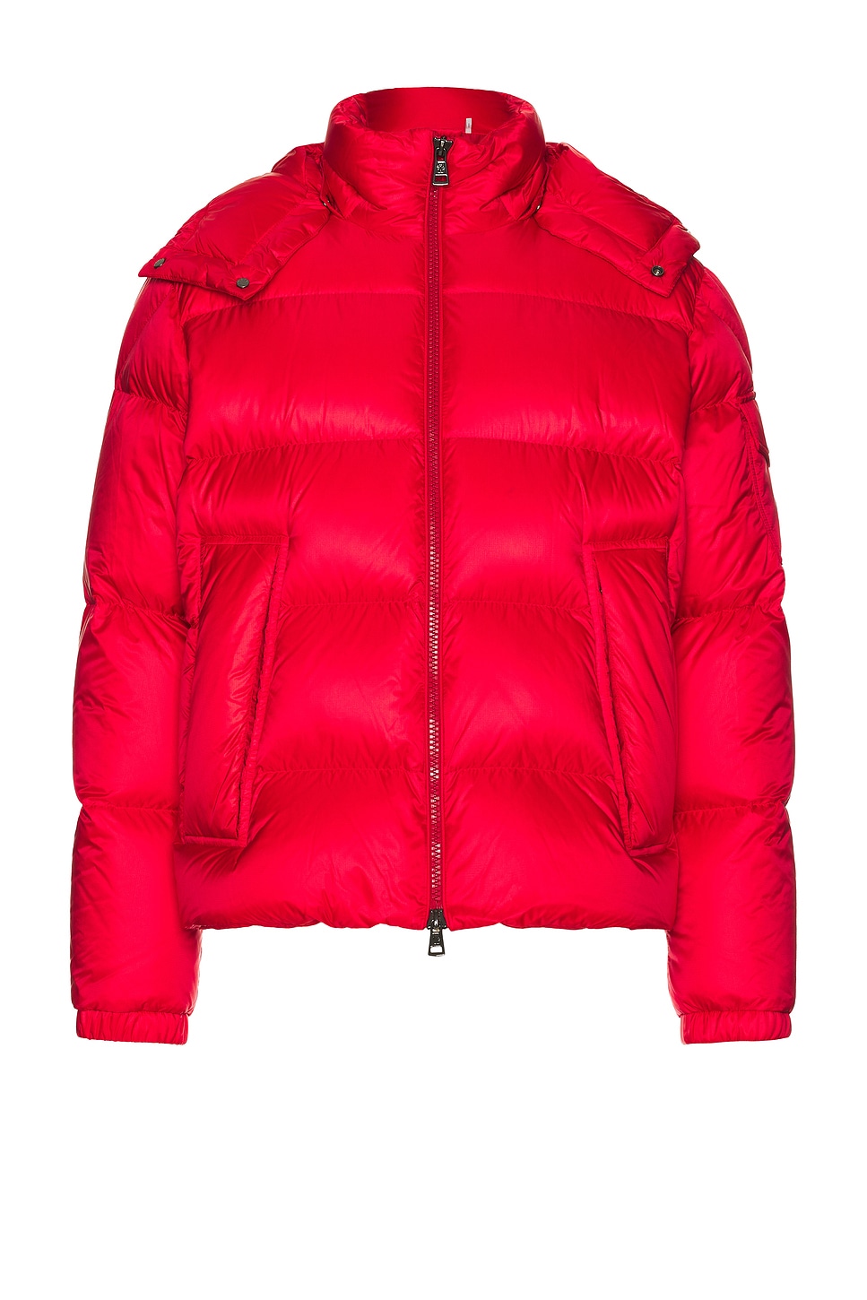 Moncler Quilted Down Jacket With Detachable Hood In Red