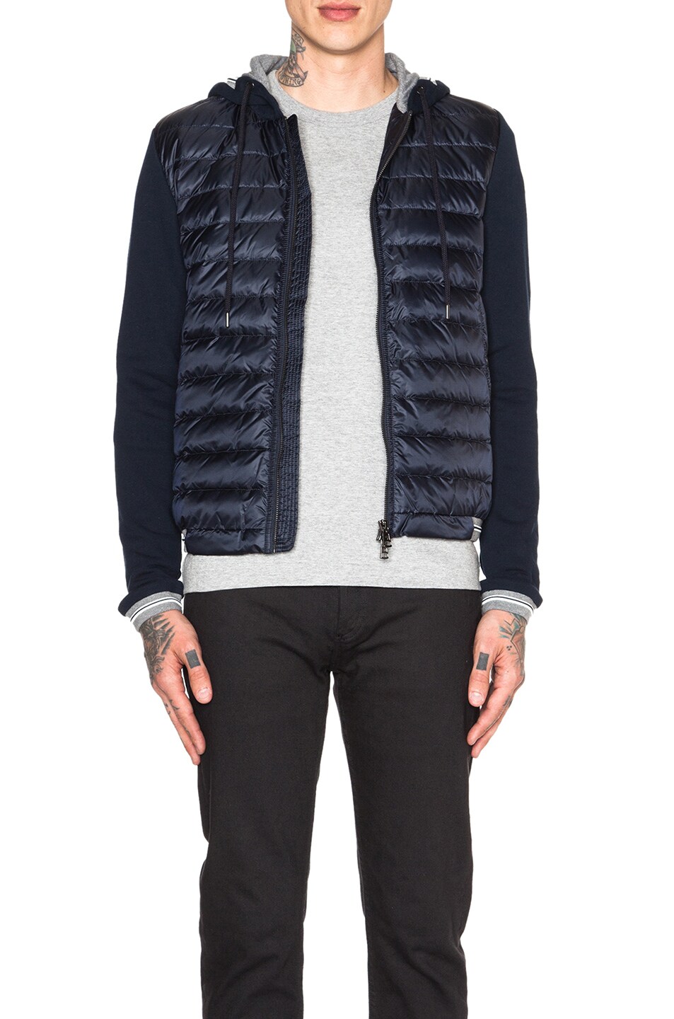 Image 1 of Moncler Cardigan Jacket with Hood in Navy