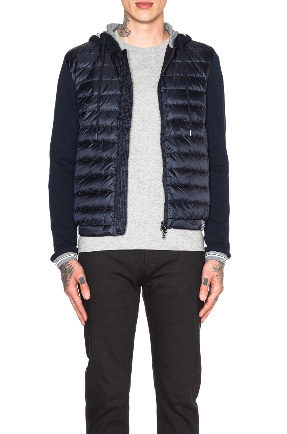 Image 1 of Moncler Cardigan Jacket with Hood in Navy