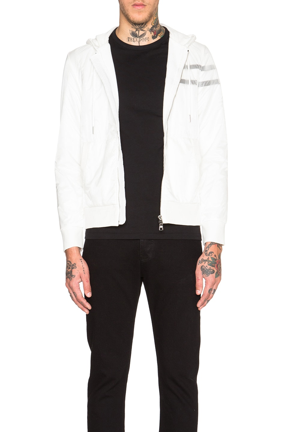 Image 1 of Moncler Nylon Cover Zip Hoodie in White