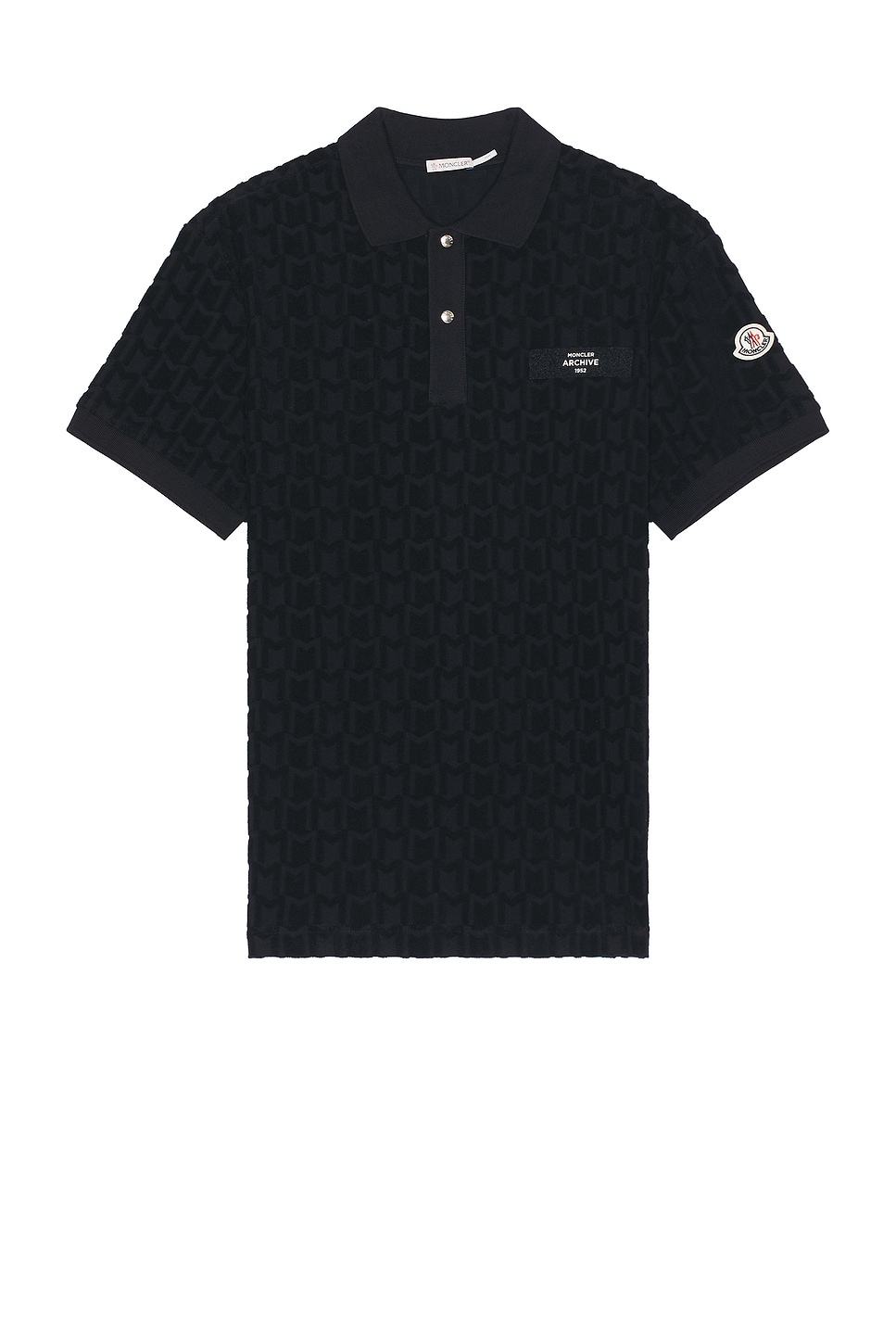 Shop Moncler Short Sleeve Polo In Dark Navy Blue