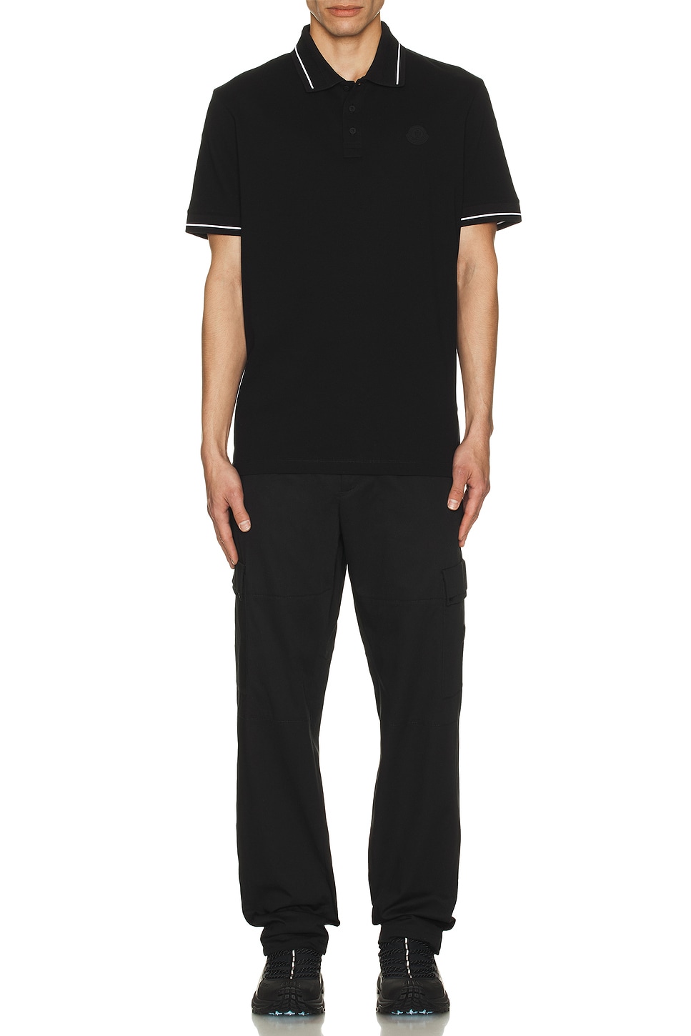 Image 1 of Moncler Short Sleeve Polo in Black