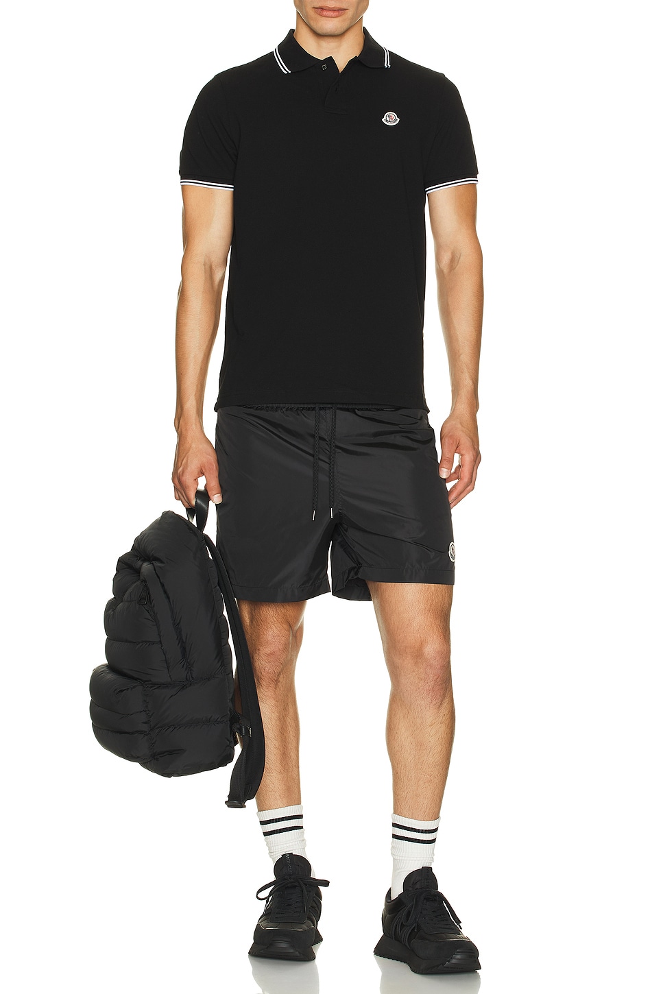 Image 1 of Moncler Short Sleeve Polo in Black