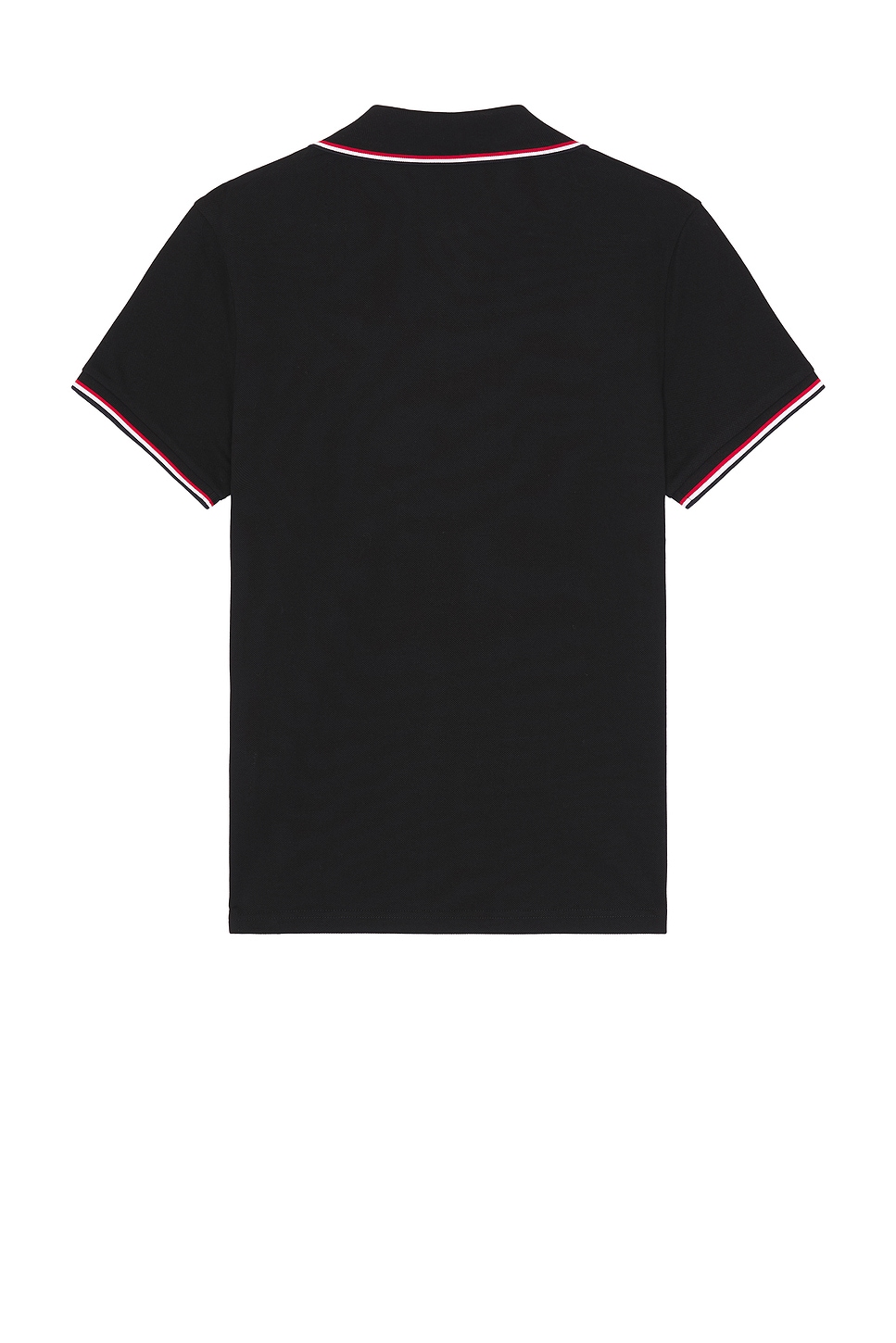 Moncler Cotton Piquet Polo Shirt With Tricolour Finishes In Black