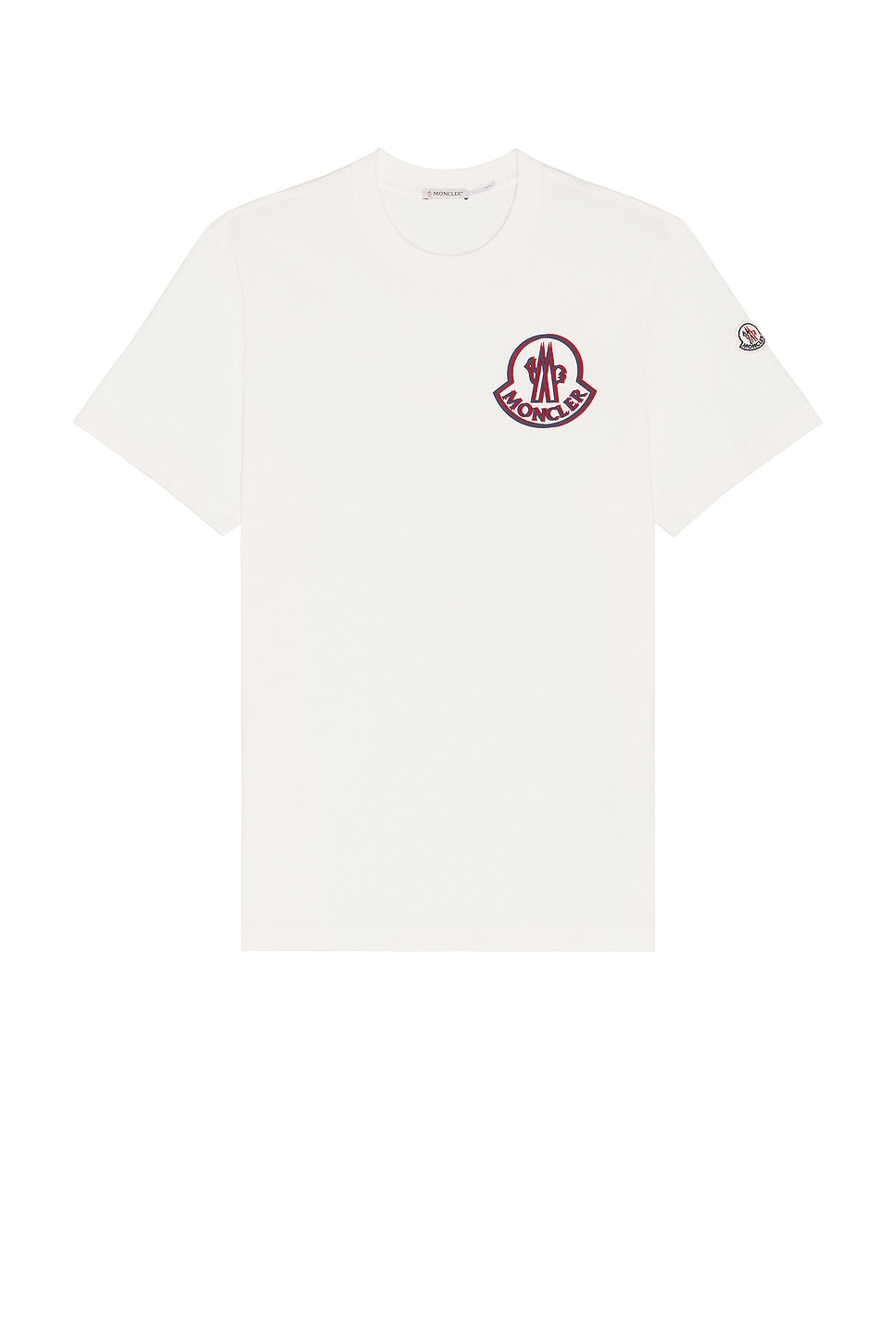 Moncler Flocked Logo T-shirt In Organic Cotton With Aesthetics In White
