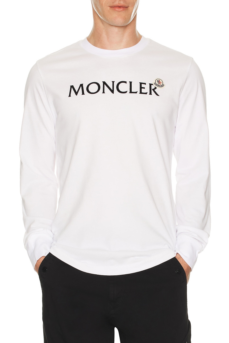 Image 1 of Moncler Long Sleeve T-Shirt in Brilliant White
