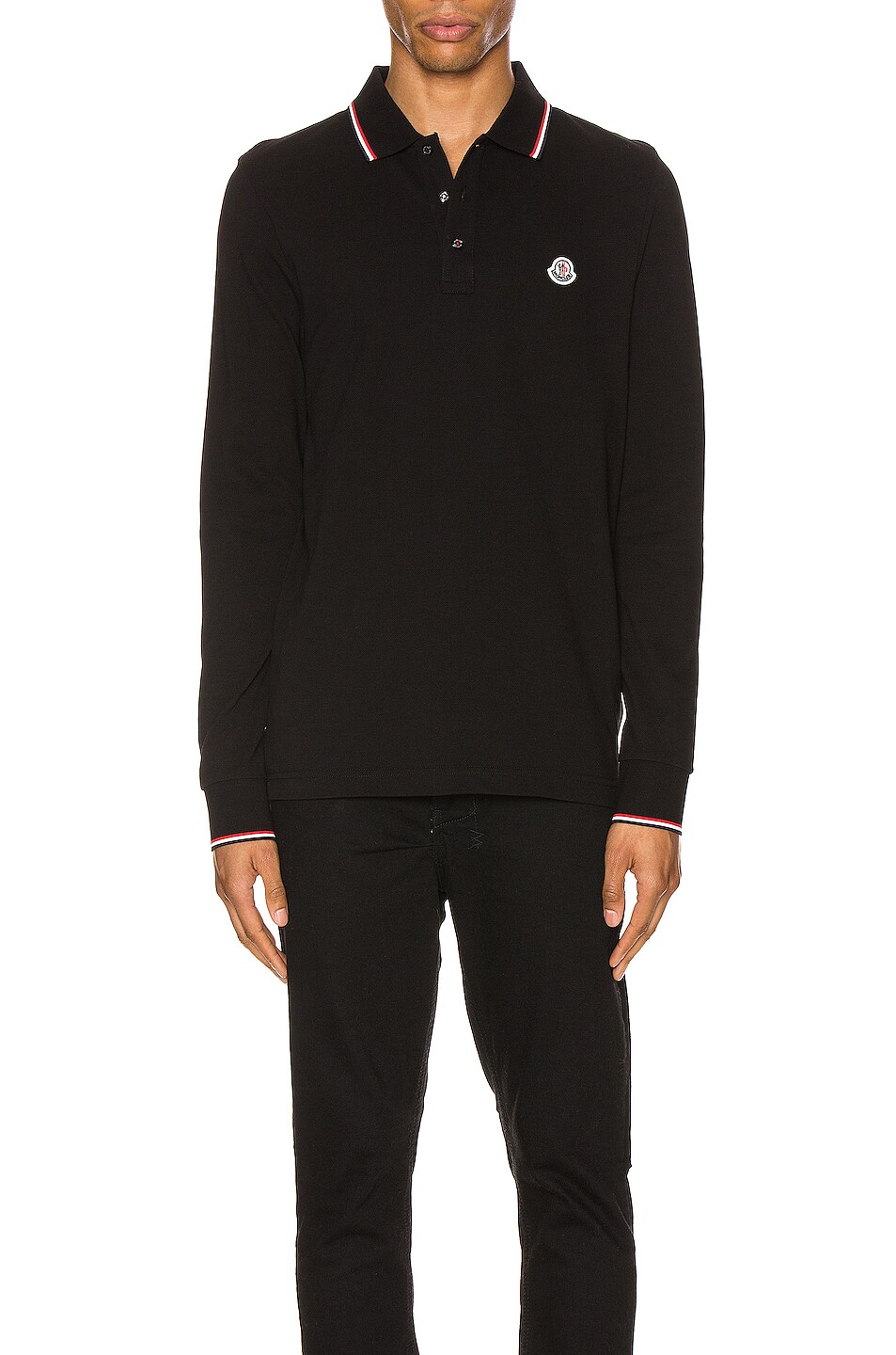 Image 1 of Moncler Maglia Long Sleeve Polo in Black