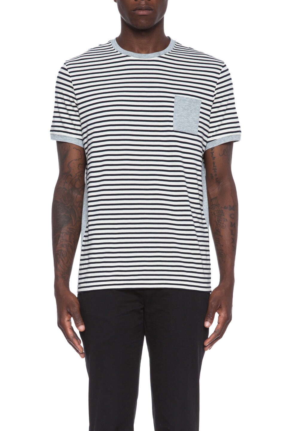 Image 1 of Moncler Cotton Tee in White Stripe